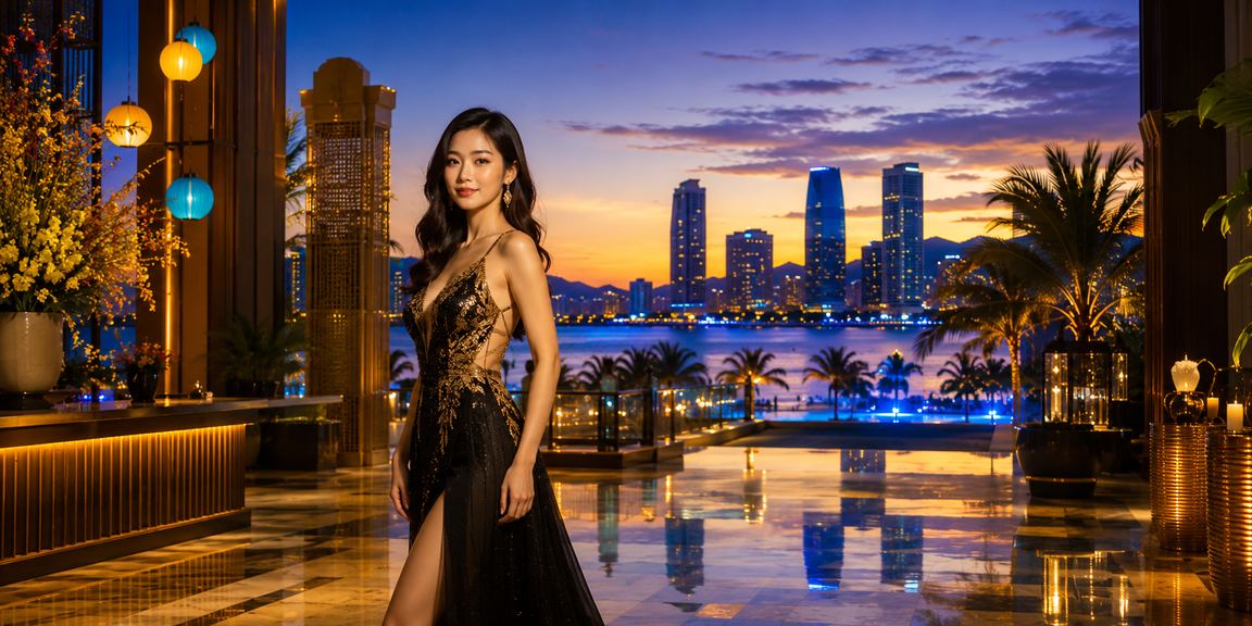 Cảnh biển Đà Nẵng và người dùng trải nghiệm nền tảng cá cược trực tuyến