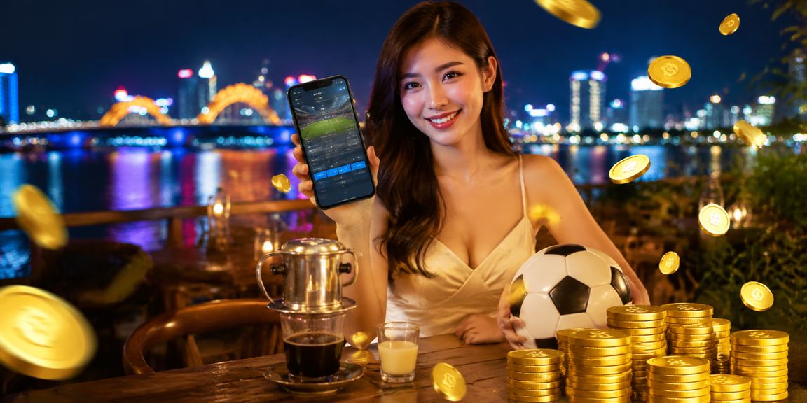 Người hâm mộ bóng đá tại Đà Nẵng theo dõi kèo cược trên điện thoại bên tách cà phê